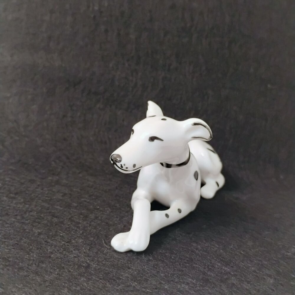 Vintage Porcelain Ceroc Romania Great Dane Figurine, 5" Greyhound Dalmatian Dog - Picture 7 of 9